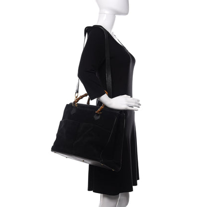 Gucci Suede Bamboo Top Handle Bag Black 2 of 12