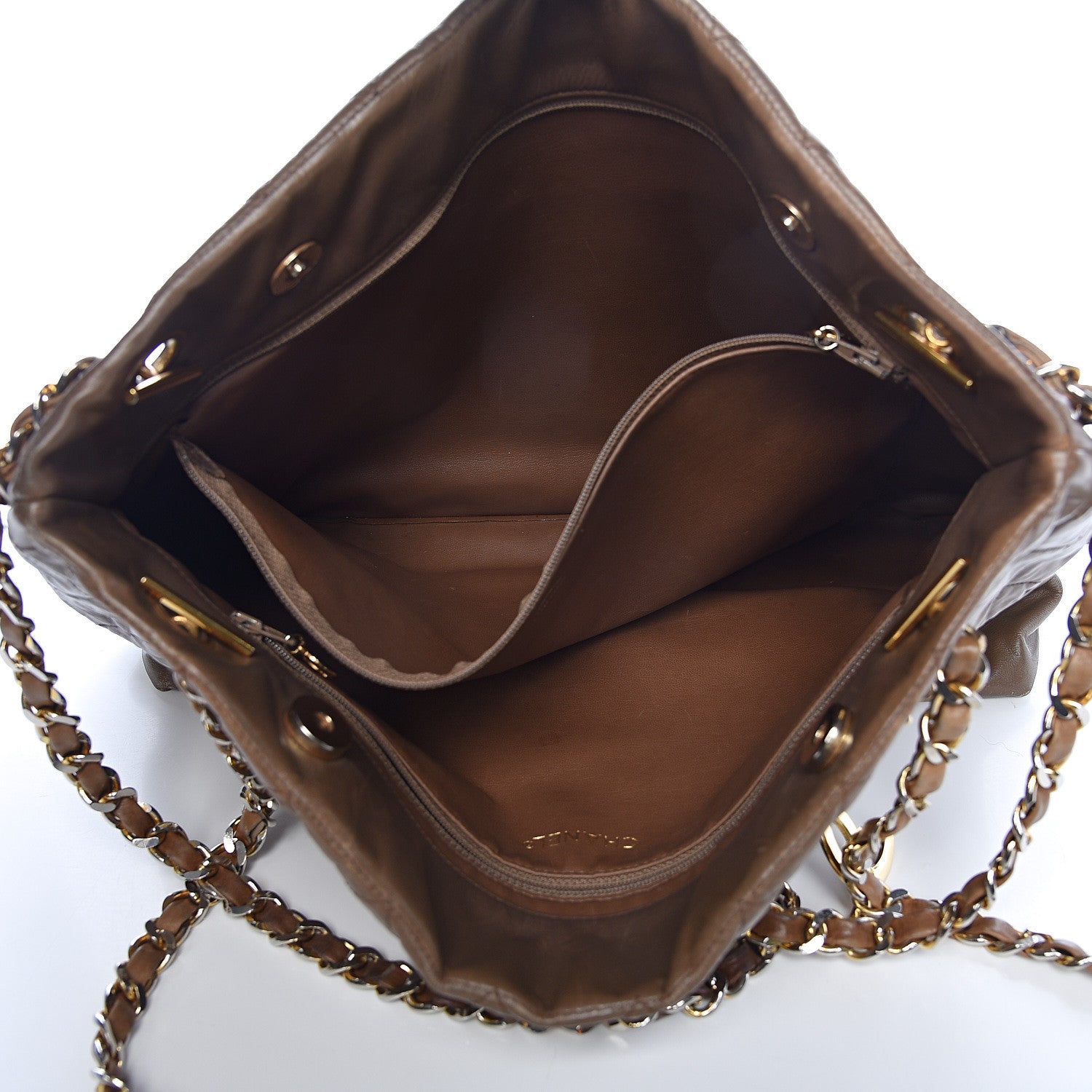 Chanel Lambskin Quilted Shopping Tote Brown 5 of 27