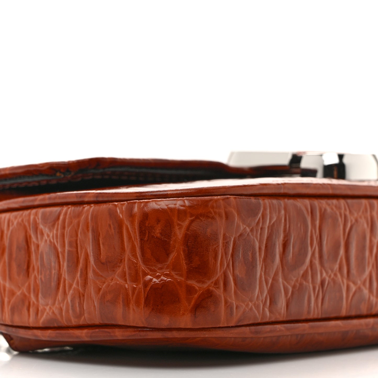 Calfskin Crocodile Embossed Mini The J Marc Shoulder Bag Spice Brown