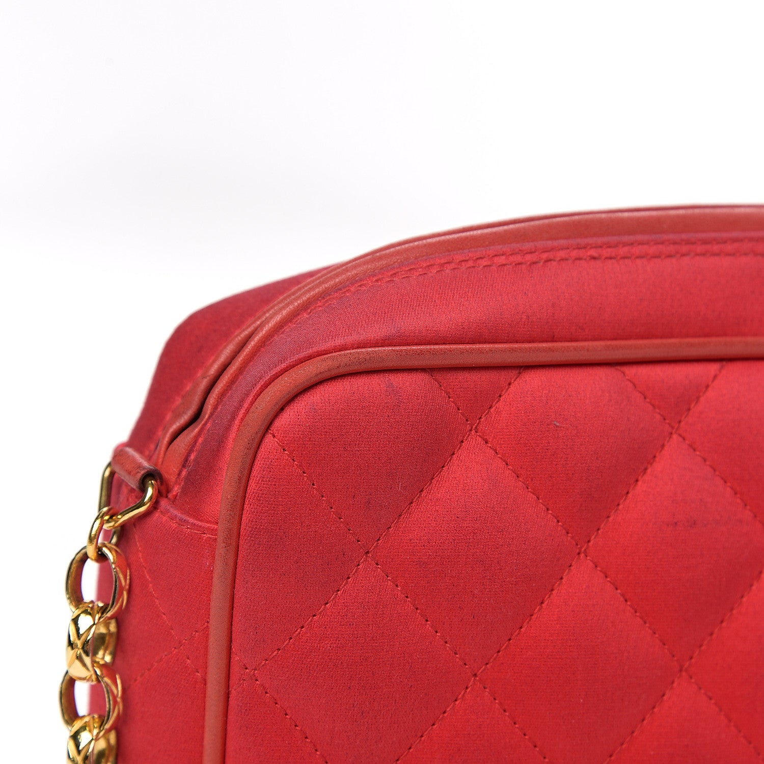 Chanel Satin Quilted CC Tassel Camera Case Red 10 of 15