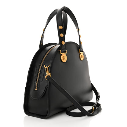 Versace Calfskin Medallion Tribute Bowling Bag Black 3 of 11