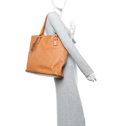 Prada Vitello Daino Side Zip Shopper Tote Caramel 2 of 15