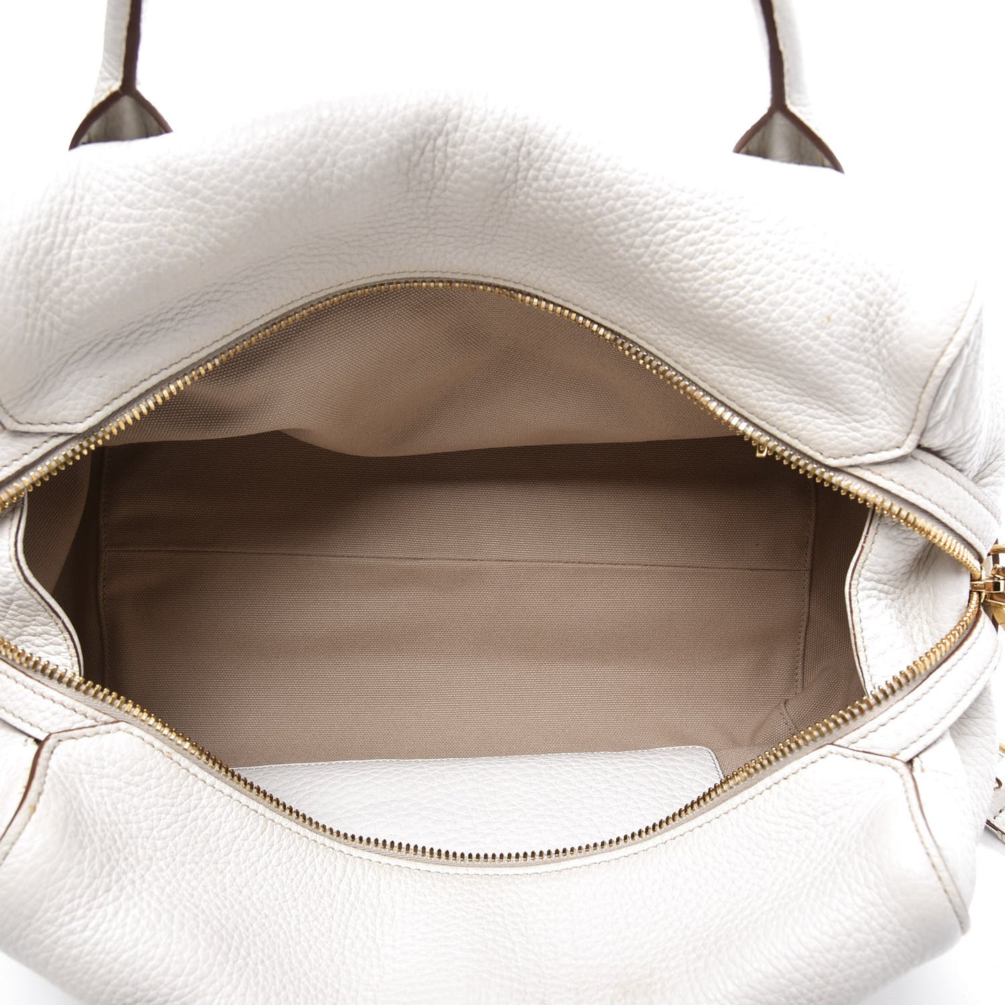 Vitello Daino Medium Top Handle Bag White