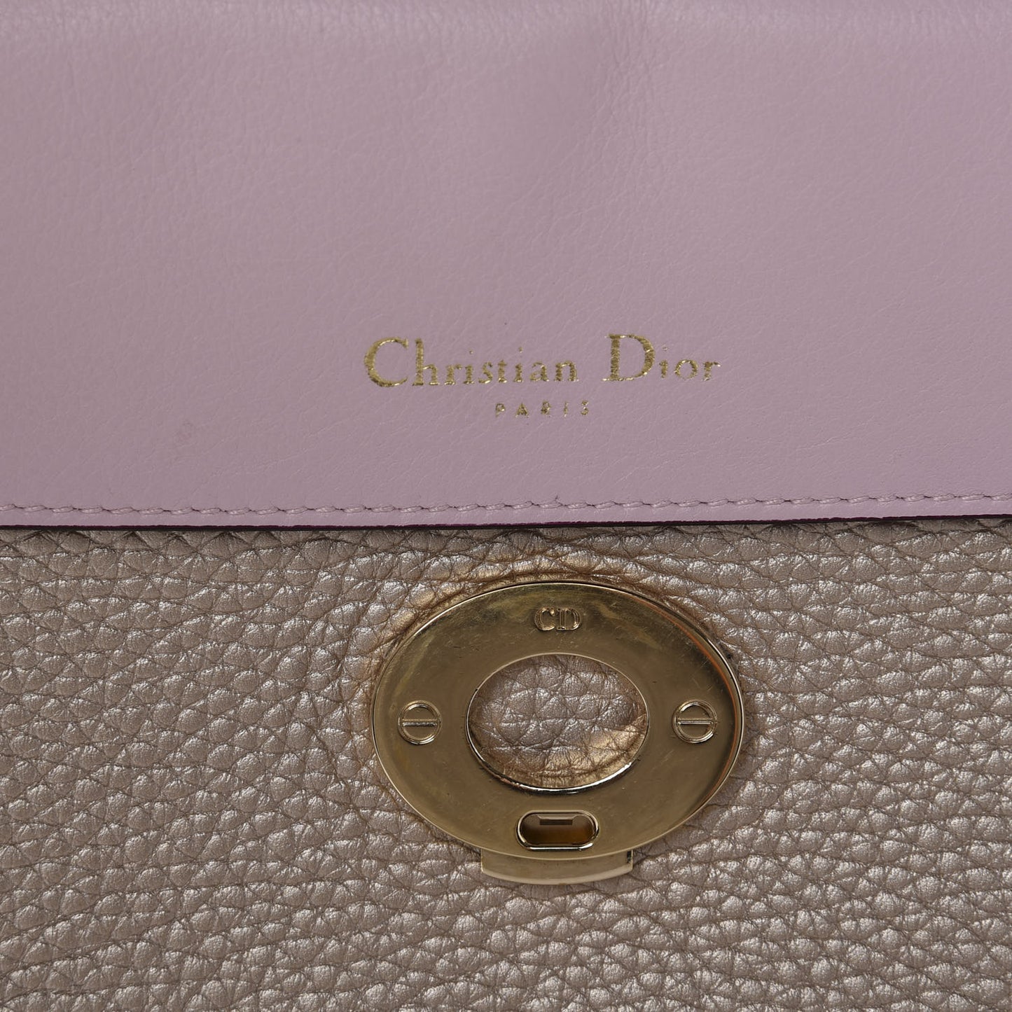Metallic Bullcalf Small Be Dior Flap Pale Gold