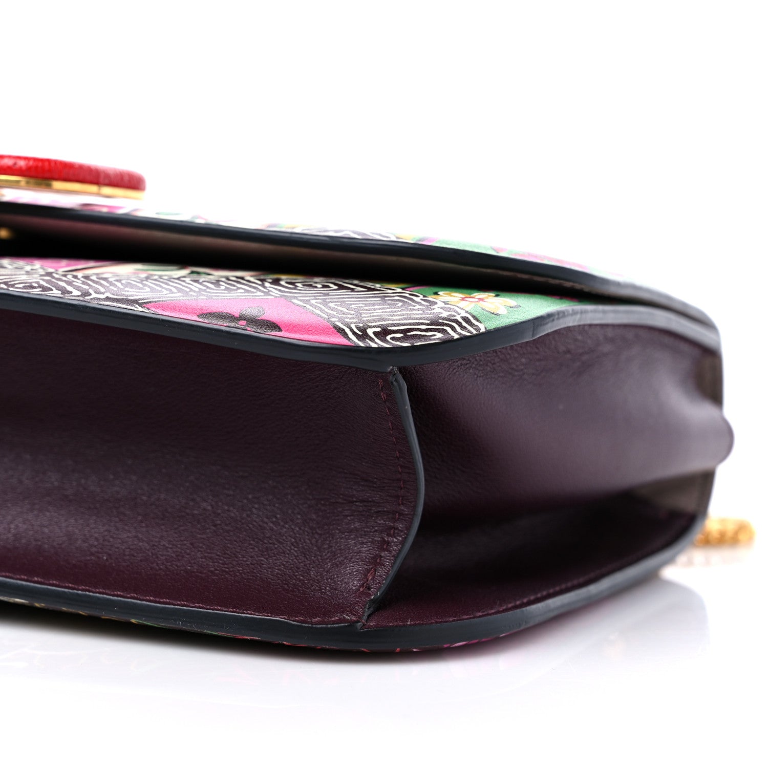 Valentino Garavani Smooth Calfskin Snakeskin Embossed Floral Print VLock Shoulder Bag Multicolor 8 of 9