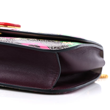 Valentino Garavani Smooth Calfskin Snakeskin Embossed Floral Print VLock Shoulder Bag Multicolor 8 of 9
