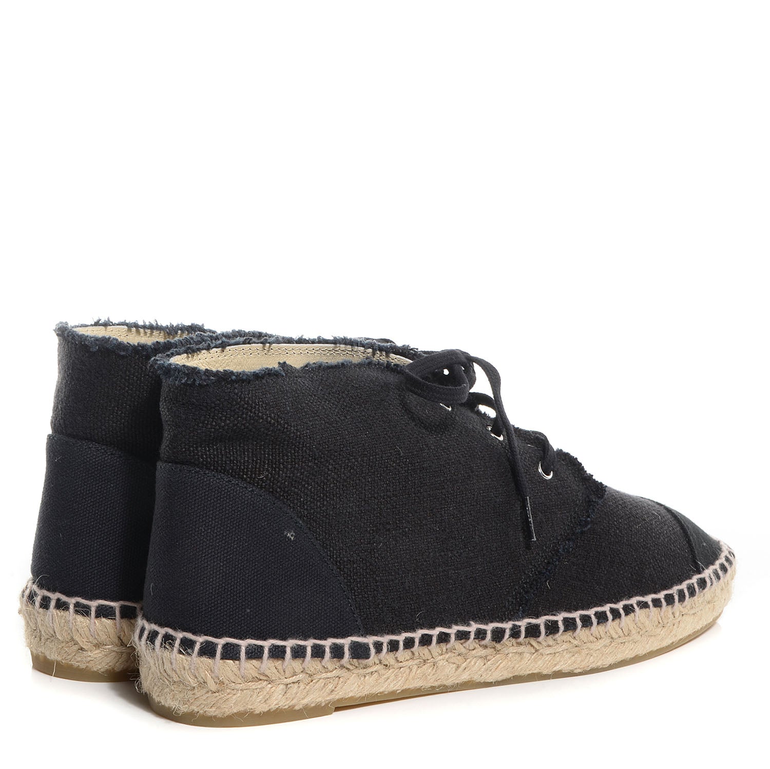 Chanel Canvas Lace Up Espadrilles 40 Black 4 of 8