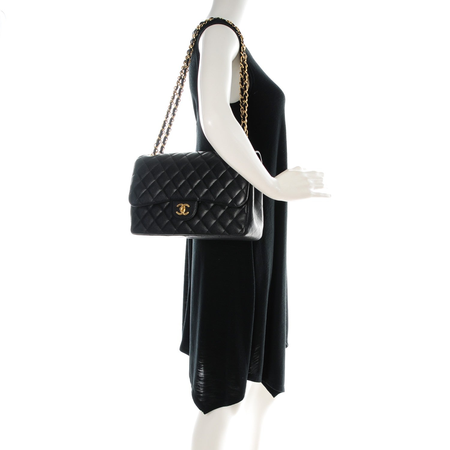 Chanel Caviar Quilted Jumbo Double Flap Black 2 of 8