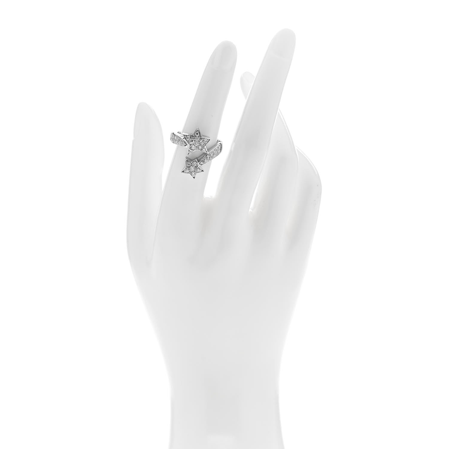 Chanel 18K White Gold Diamond Comete Geode Ring 51 5.75 2 of 5
