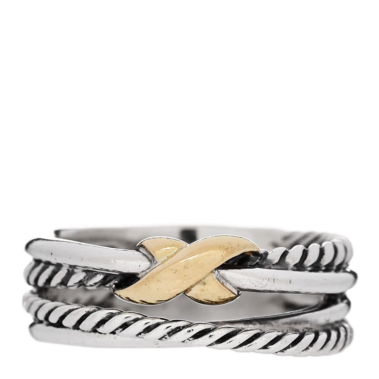 Sterling Silver 18K Yellow Gold 6mm X Crossover Ring 49 4.75