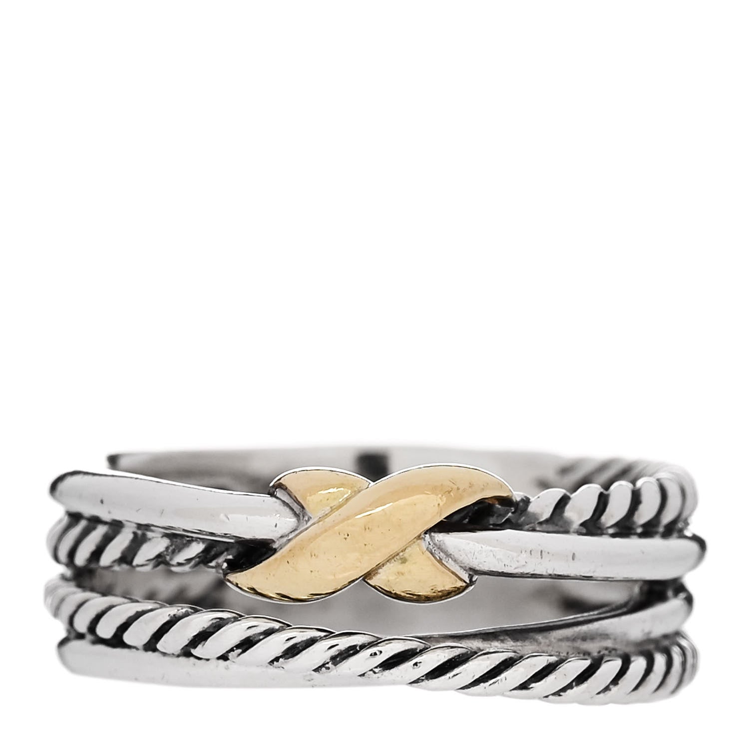 David Yurman Sterling Silver 18K Yellow Gold 6mm X Crossover Ring 49 4.75 1 of 4