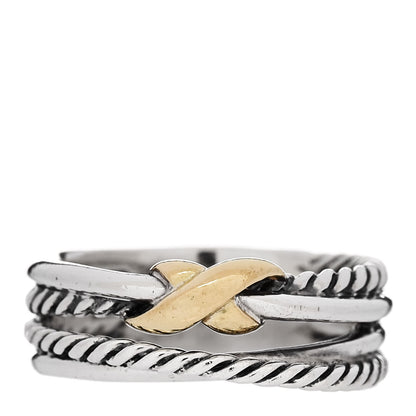 David Yurman Sterling Silver 18K Yellow Gold 6mm X Crossover Ring 49 4.75 1 of 4