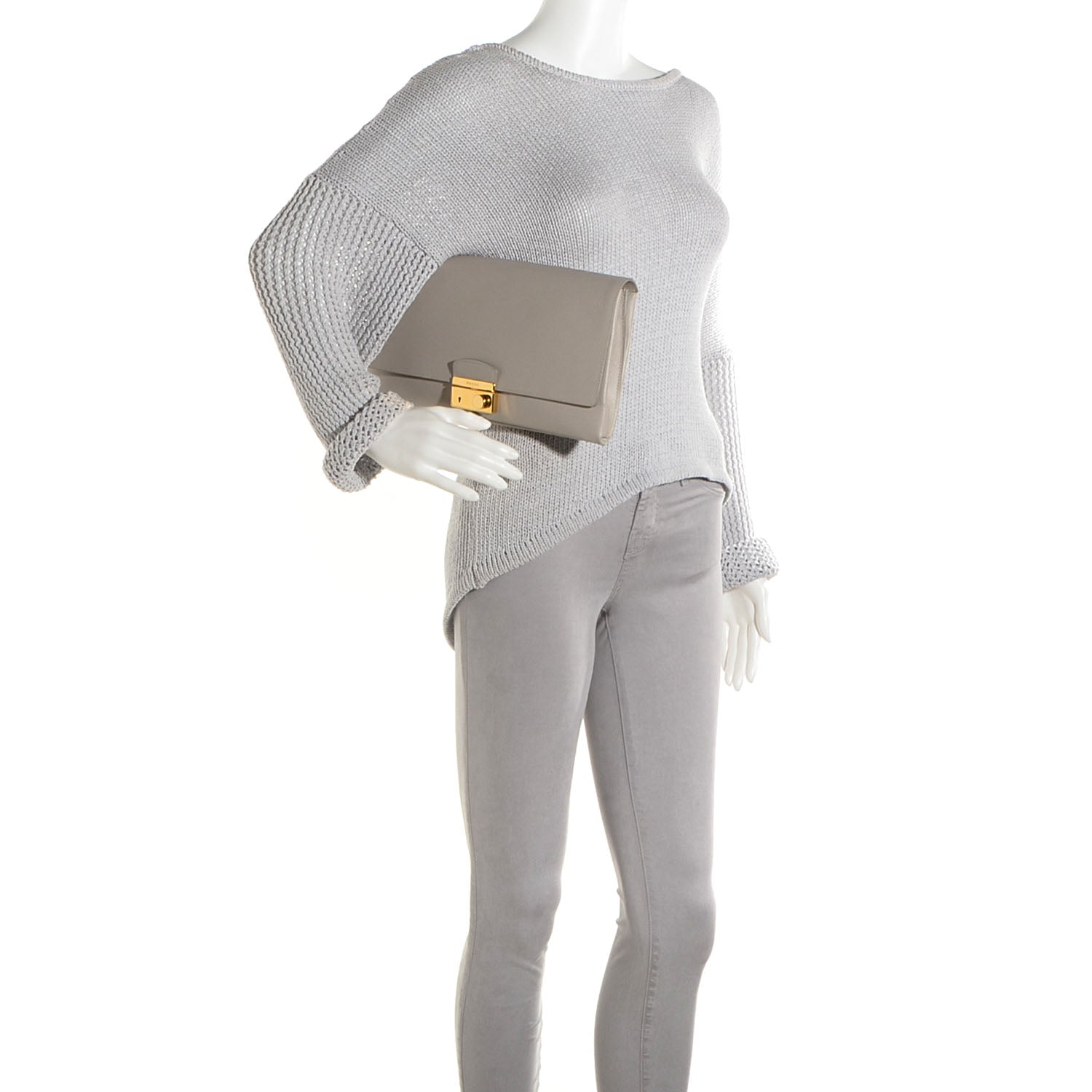 Prada Saffiano Lux Flap Clutch Pomice 2 of 9