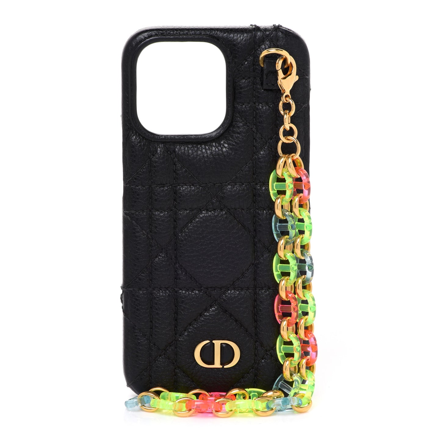 Calfskin Cannage Caro iPhone 13 Pro Case With Bracelet Black