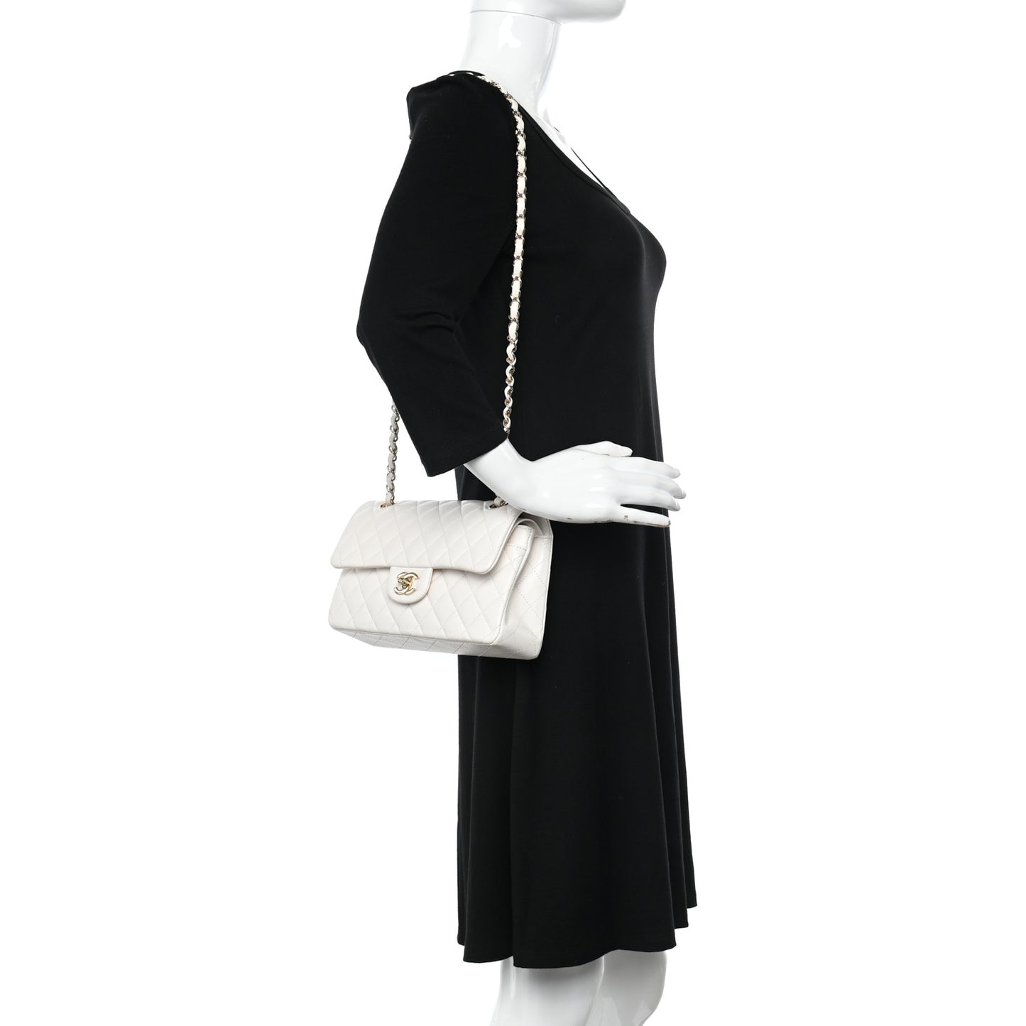 Caviar Quilted Small Double Flap White