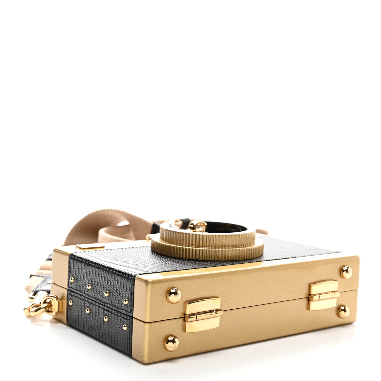 Dolce & Gabbana Lizard Camera Shoulder Bag Black Gold 4 of 9