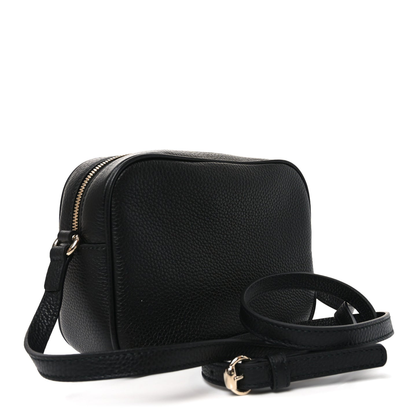 Pebbled Calfskin Small Soho Disco Bag Black