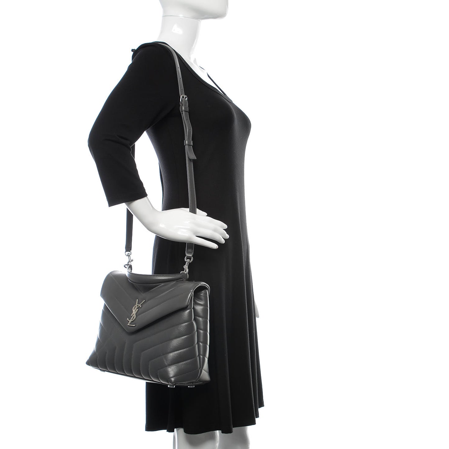 Calfskin Y Quilted Monogram Medium Loulou Satchel Kaki Fonce