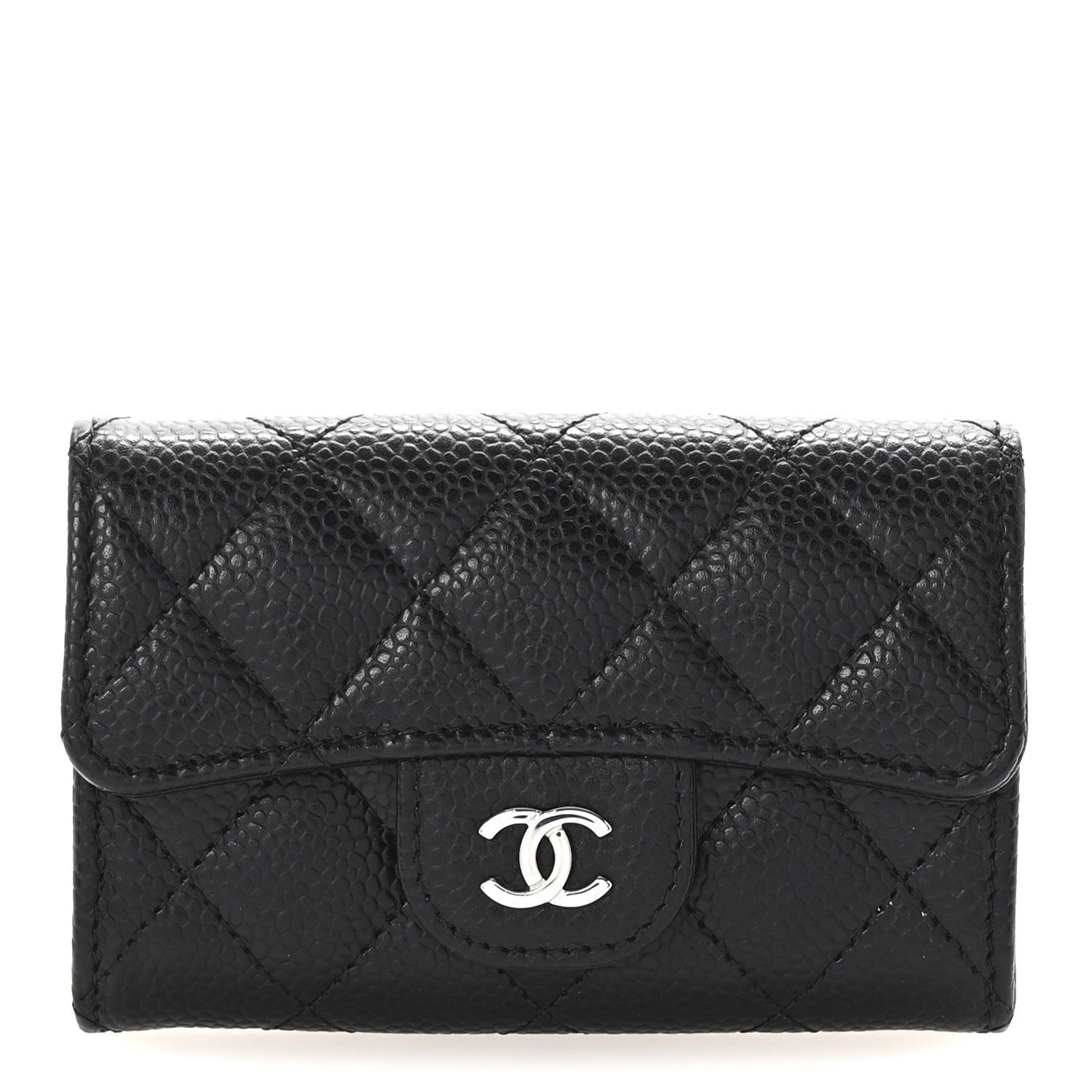 Chanel Caviar Quilted Flap Card Holder Wallet Black 1 of 8