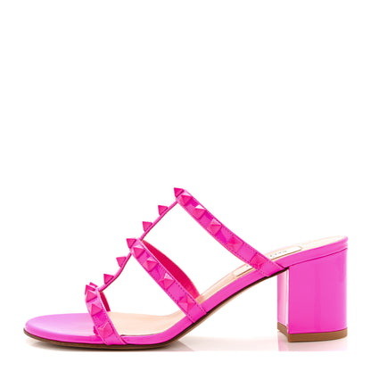 Valentino Garavani Patent Rockstud 60mm Caged Slide Sandals 36 Pink PP 1 of 11