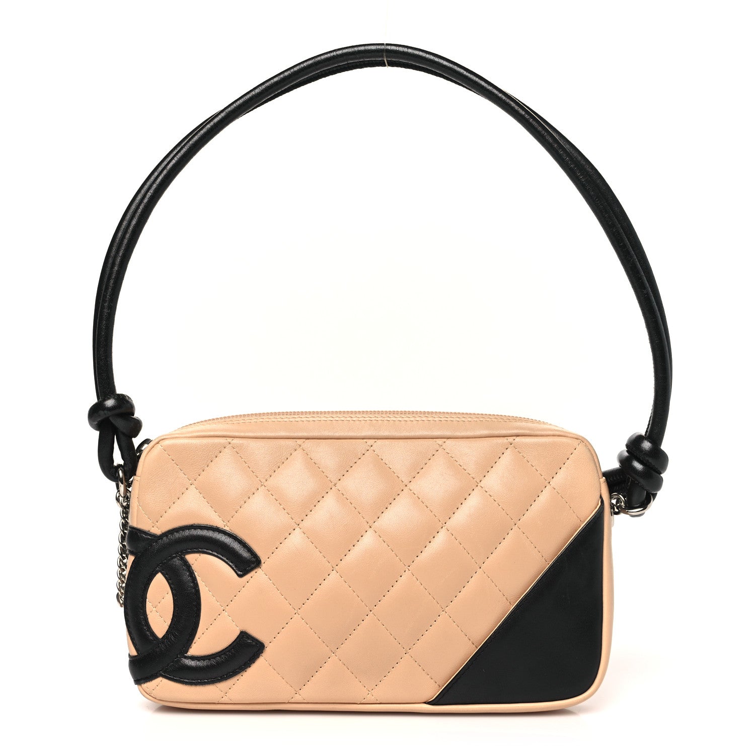 Chanel Calfskin Quilted Cambon Pochette Beige Black 1 of 10