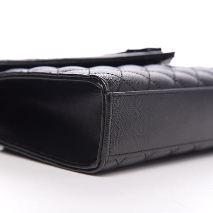 Saint Laurent Grain De Poudre Textured Mixed Matelasse Triquilt Medium Monogram Satchel Black 7 of 9