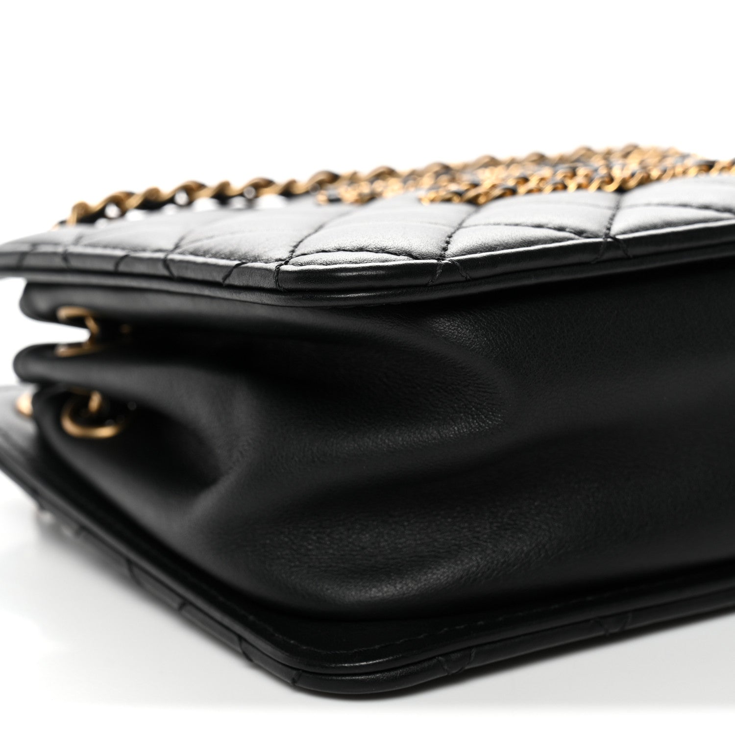 Chanel Calfskin Quilted Small CC Chain Accordion Tote Black