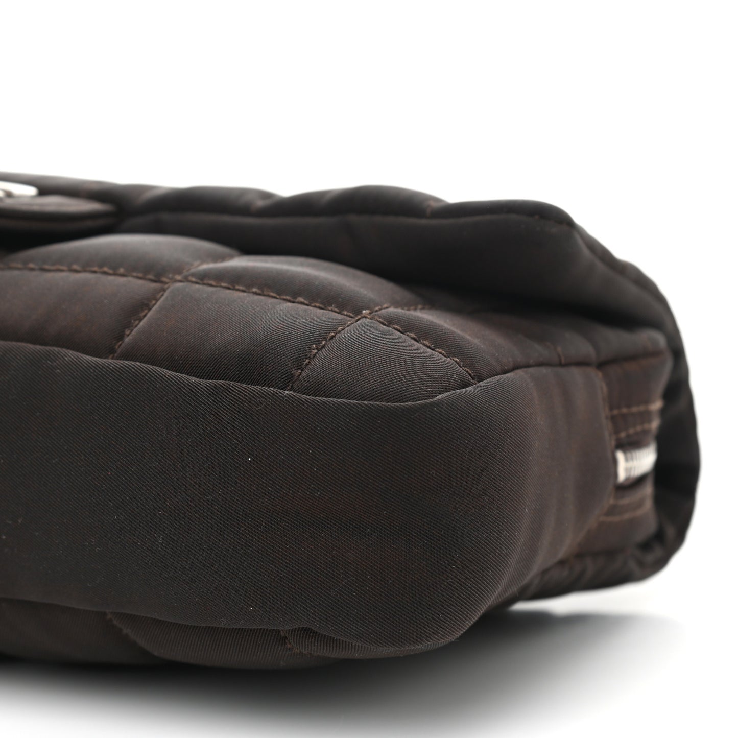 Nylon Square Quilted Flap Dark Brown