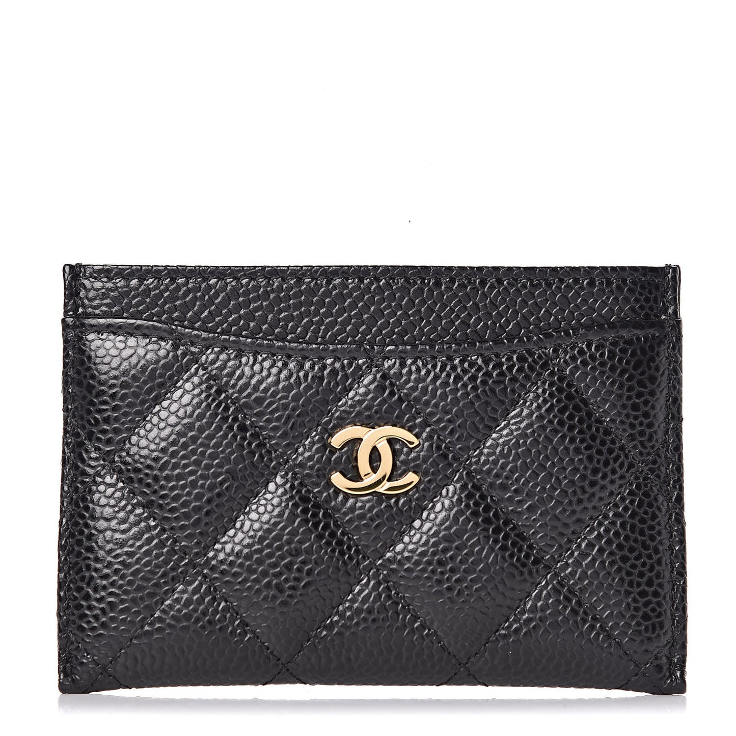 Caviar Quilted Card Holder Black