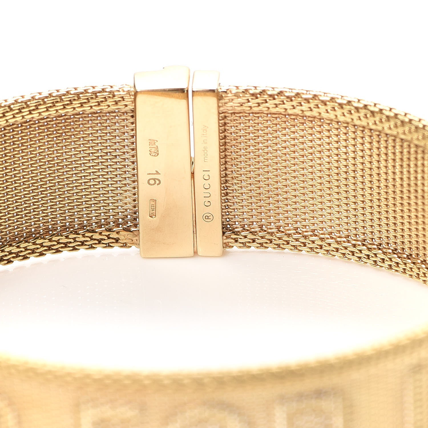 Gucci 18K Yellow Gold Mesh Love Is Blind Bracelet 7 of 8