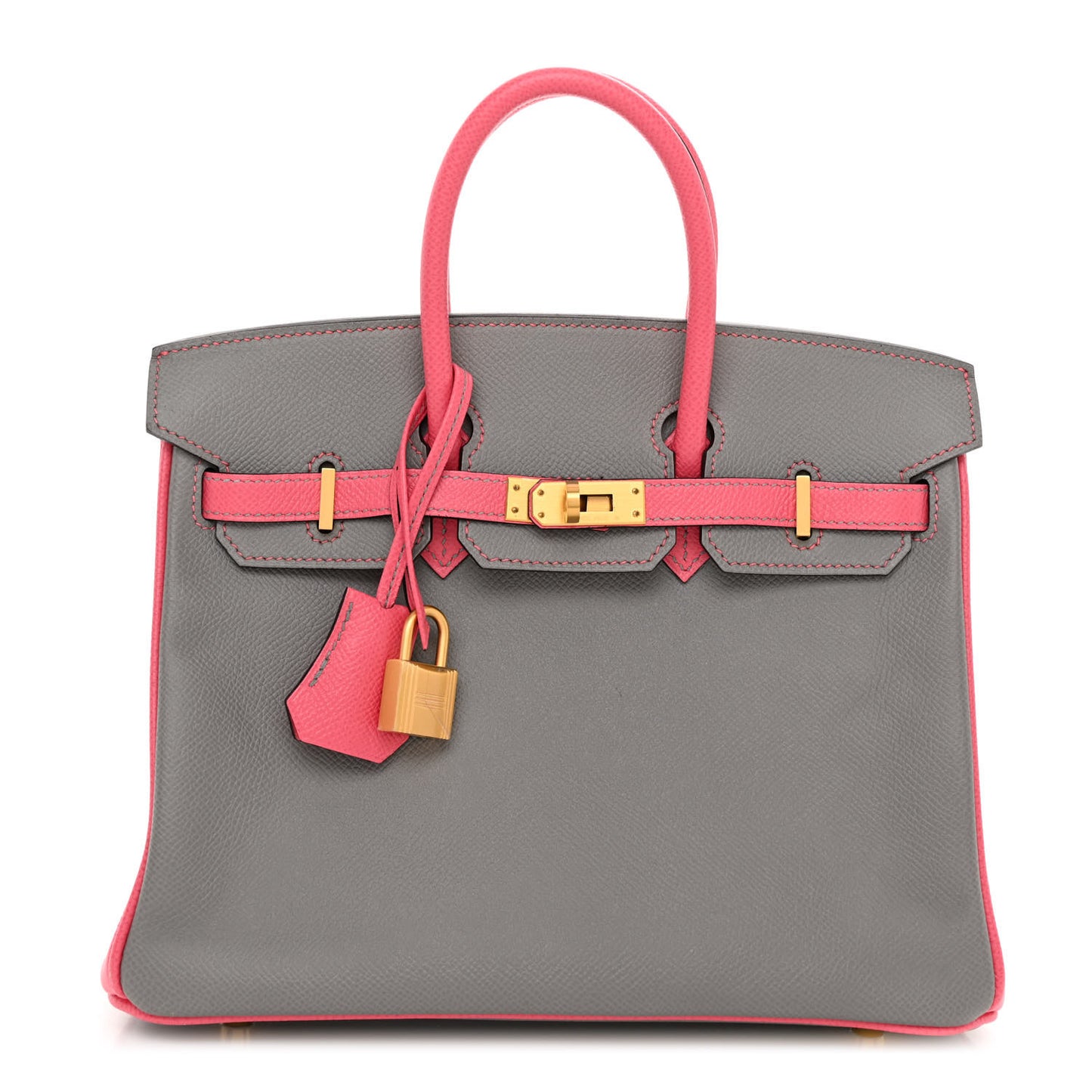 Epsom Horseshoe Birkin 25 Gris Mouette Rose Azalee