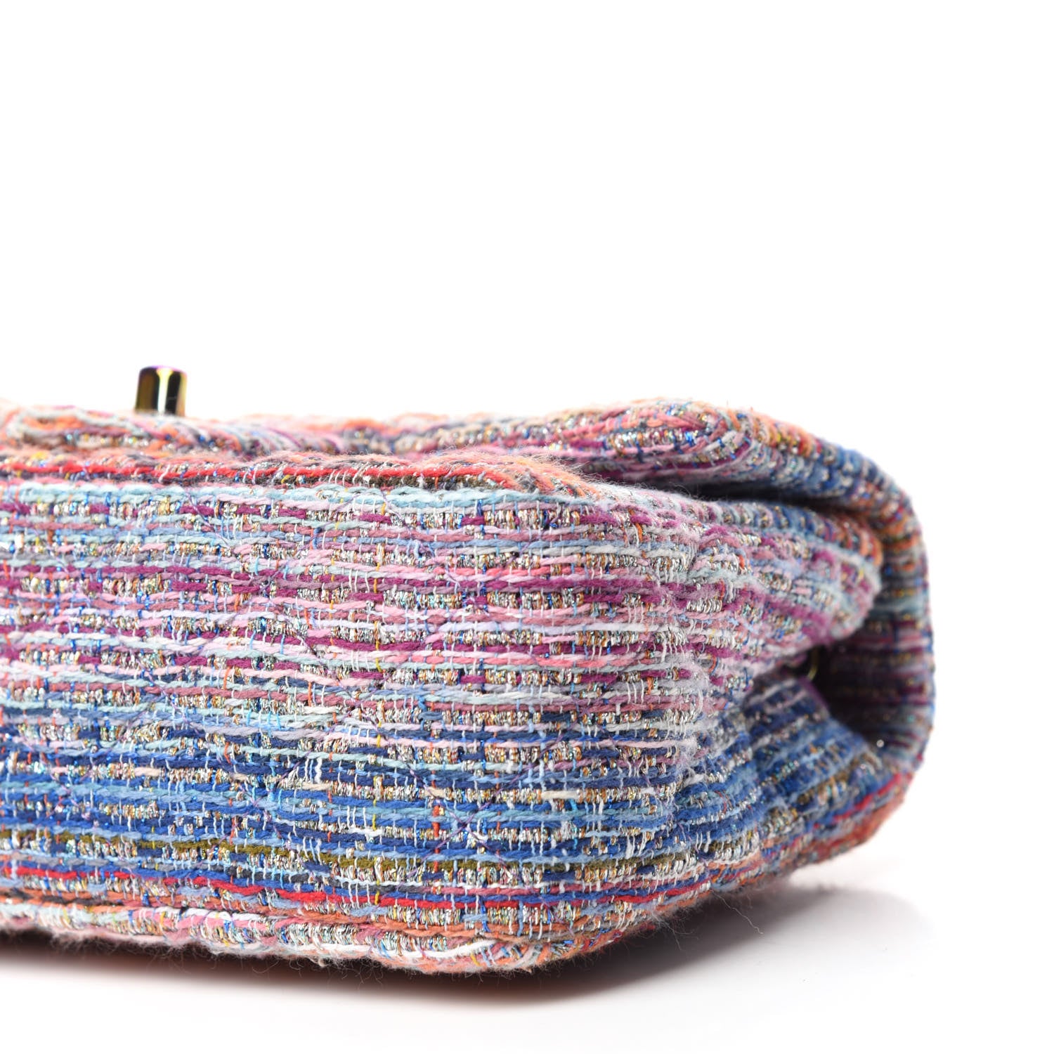 Chanel Tweed Quilted Mini Rectangular Flap Blue Pink Orange 7 of 11