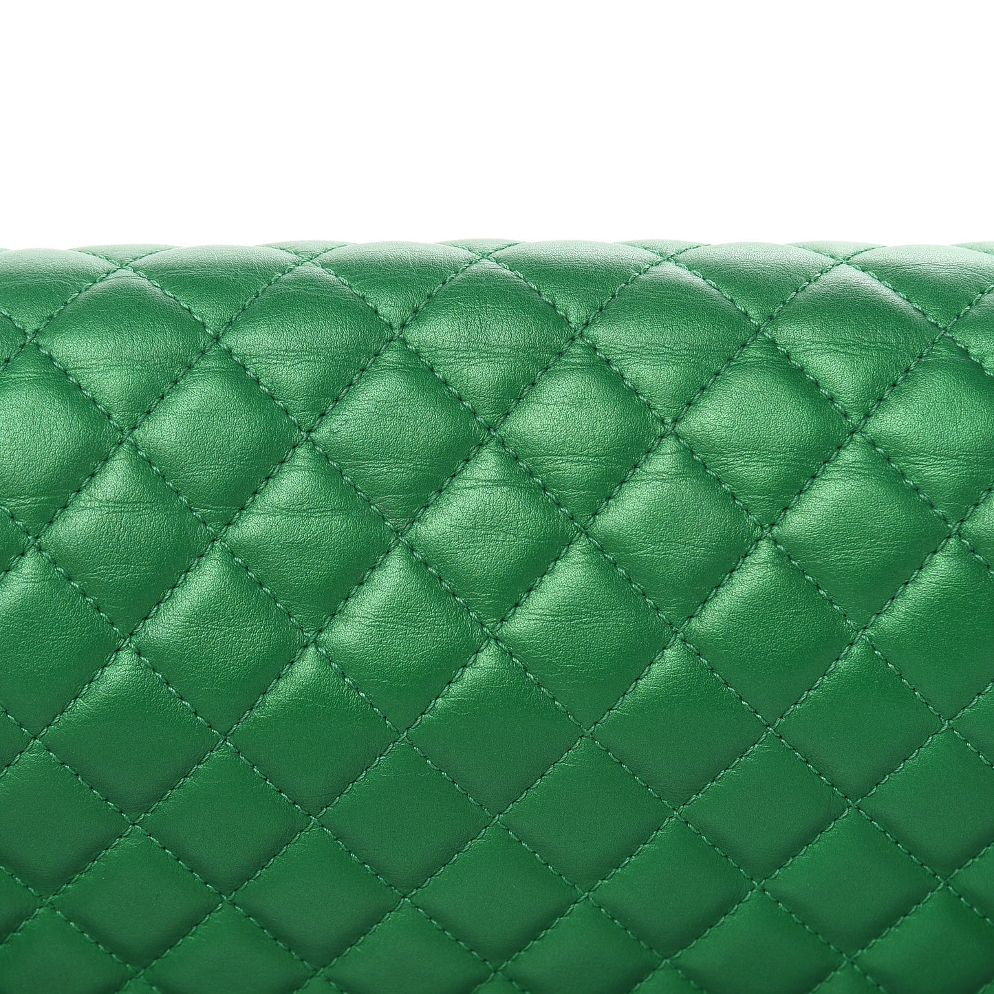 Metallic Calfskin Quilted Medium Boy Flap Green
