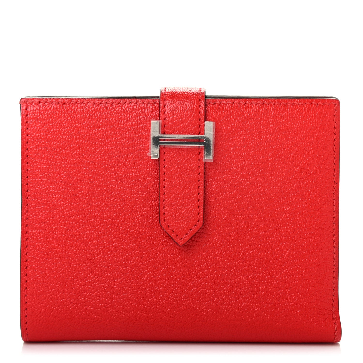 Hermes Chevre Mysore Bearn Compact Wallet Rouge De Coeur 1 of 7