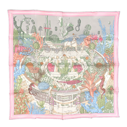 Hermes Silk Vintage Ex Libris Atlantis Scarf 70 Gris Perle Rose Pale 1 of 3