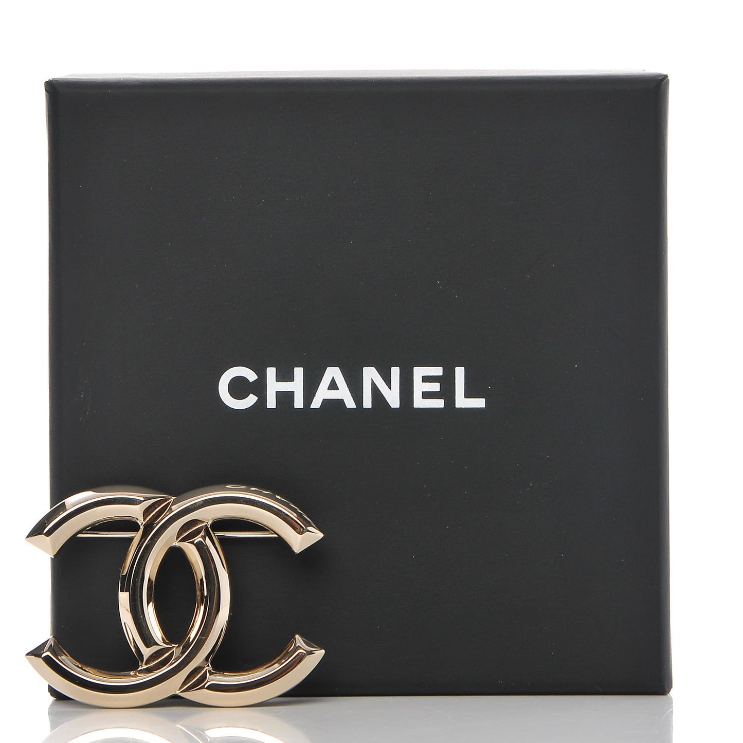 Metal CC Brooch Light Gold