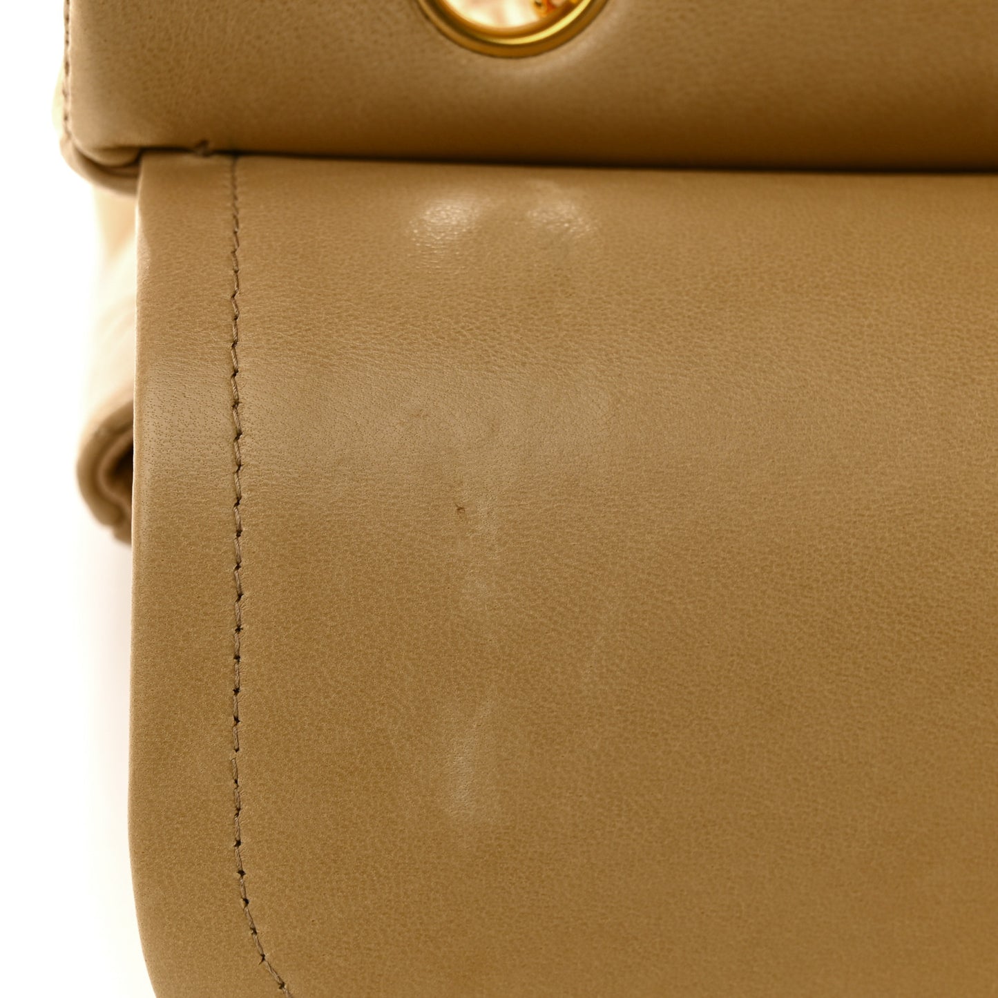 Lambskin Quilted Medium Double Flap Beige