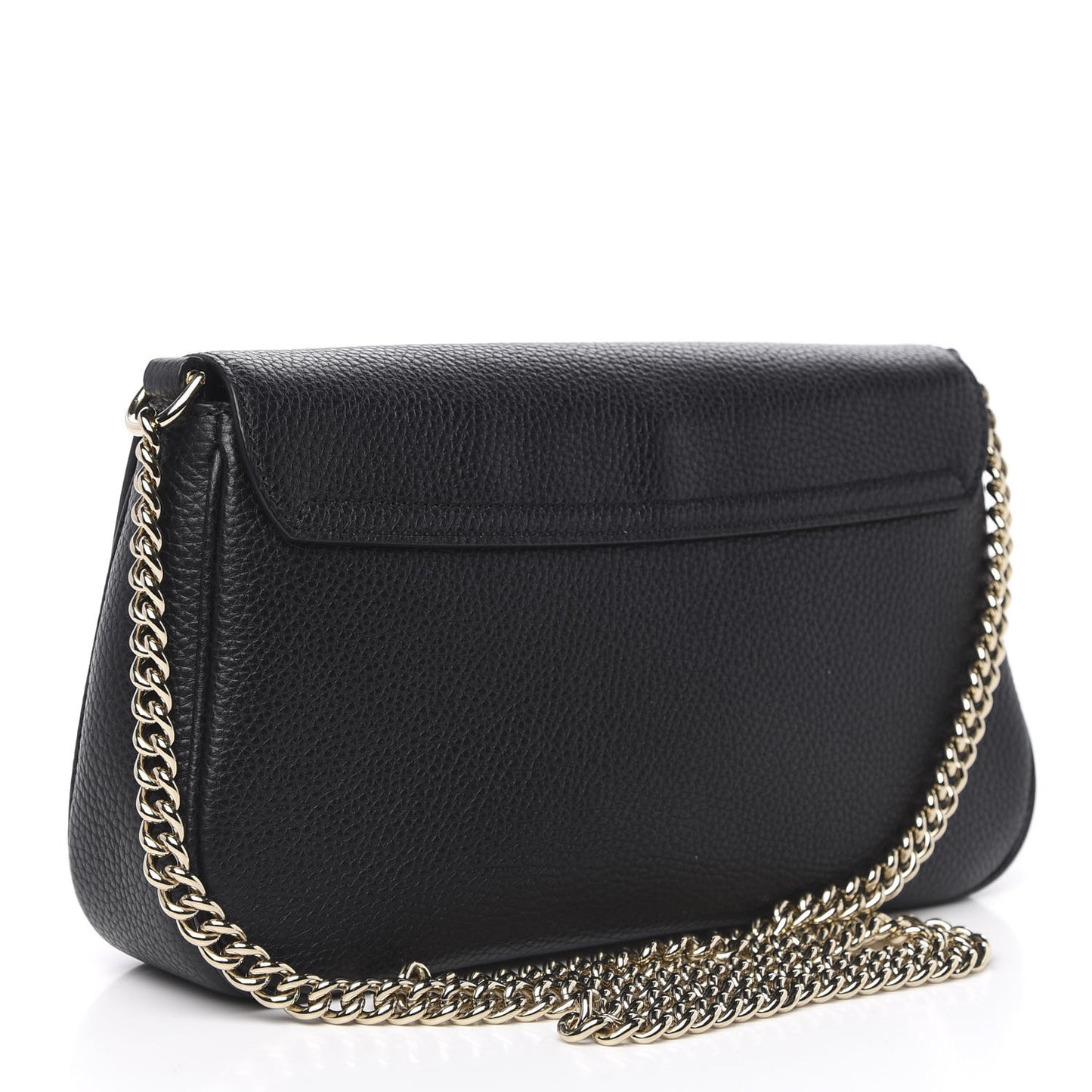 Pebbled Calfskin Medium Soho Flap Crossbody Black