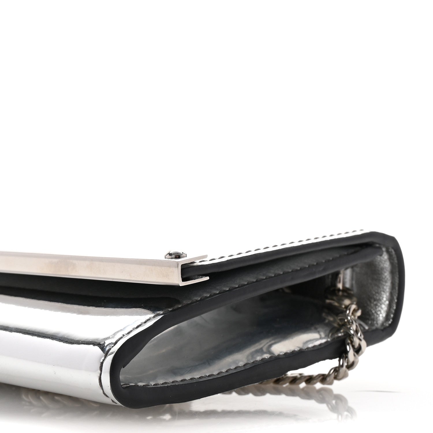 Jimmy Choo Metallic Patent Milla Wallet on Chain Silver 9 of 11