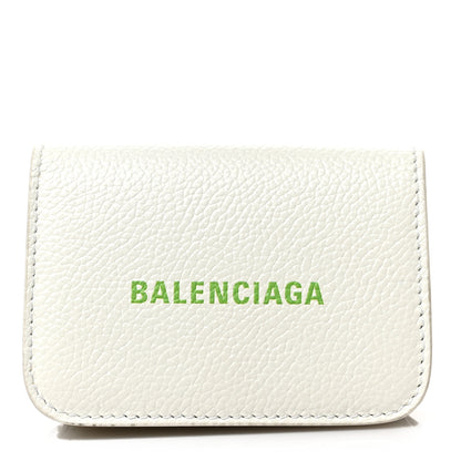 Balenciaga Grained Calfskin Logo Mini Cash Wallet White Light Green 1 of 7