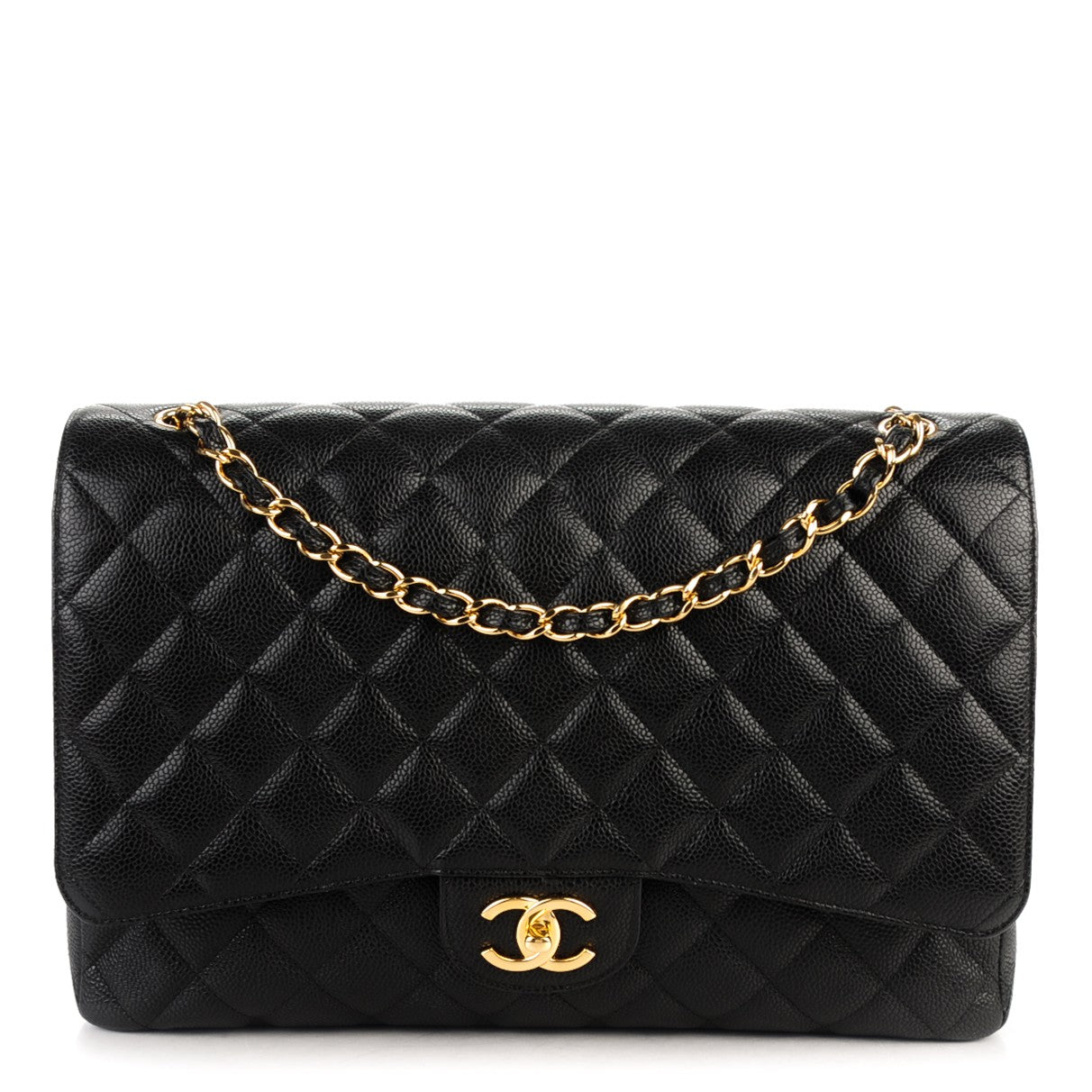 Caviar Quilted Maxi Double Flap Black