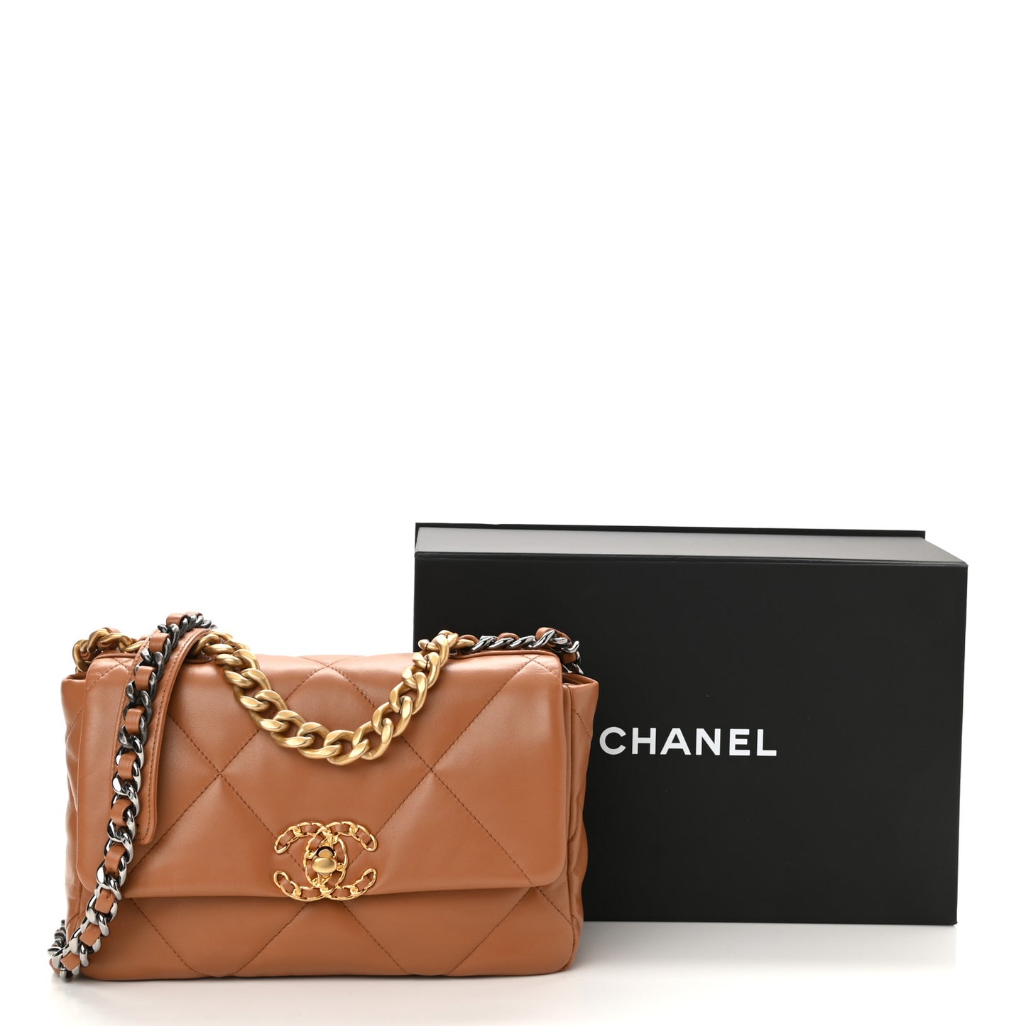 Lambskin Quilted Medium Chanel 19 Flap Brown