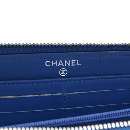 Chanel Caviar Quilted Large Zip Around Wallet Blue 6 of 8