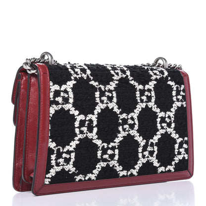 Gucci Tweed GG Monogram Small Dionysus Shoulder Bag Black White Romantic Cherry 3 of 9