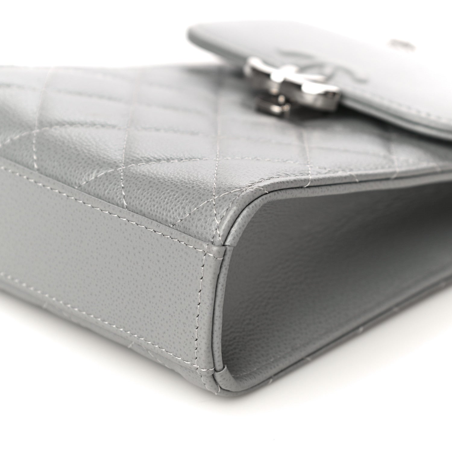 Chanel Grained Calfskin Quilted CC Box Clutch With Chain Grey 9 of 14