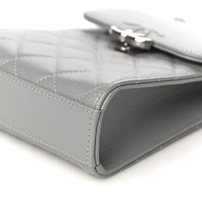 Chanel Grained Calfskin Quilted CC Box Clutch With Chain Grey 9 of 14