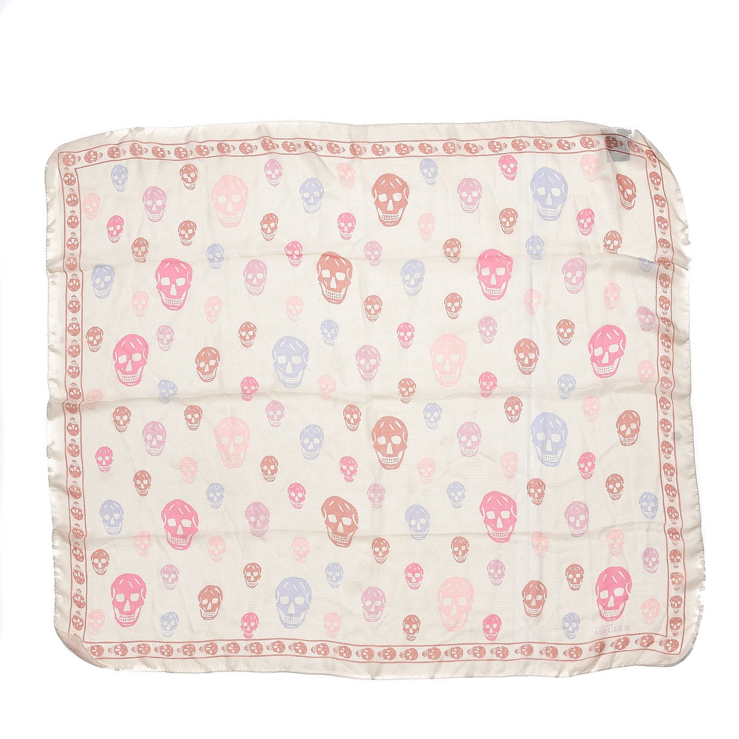 Silk Chiffon Skull Scarf Beige Pink