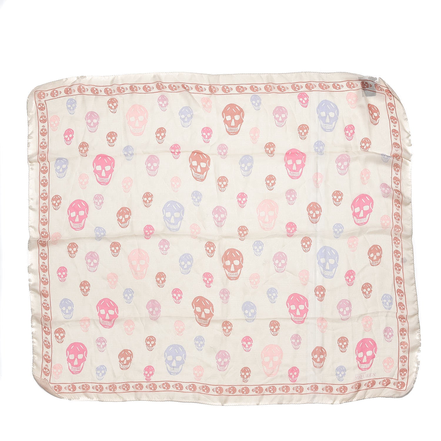 Alexander McQueen Silk Chiffon Skull Scarf Beige Pink 3 of 5