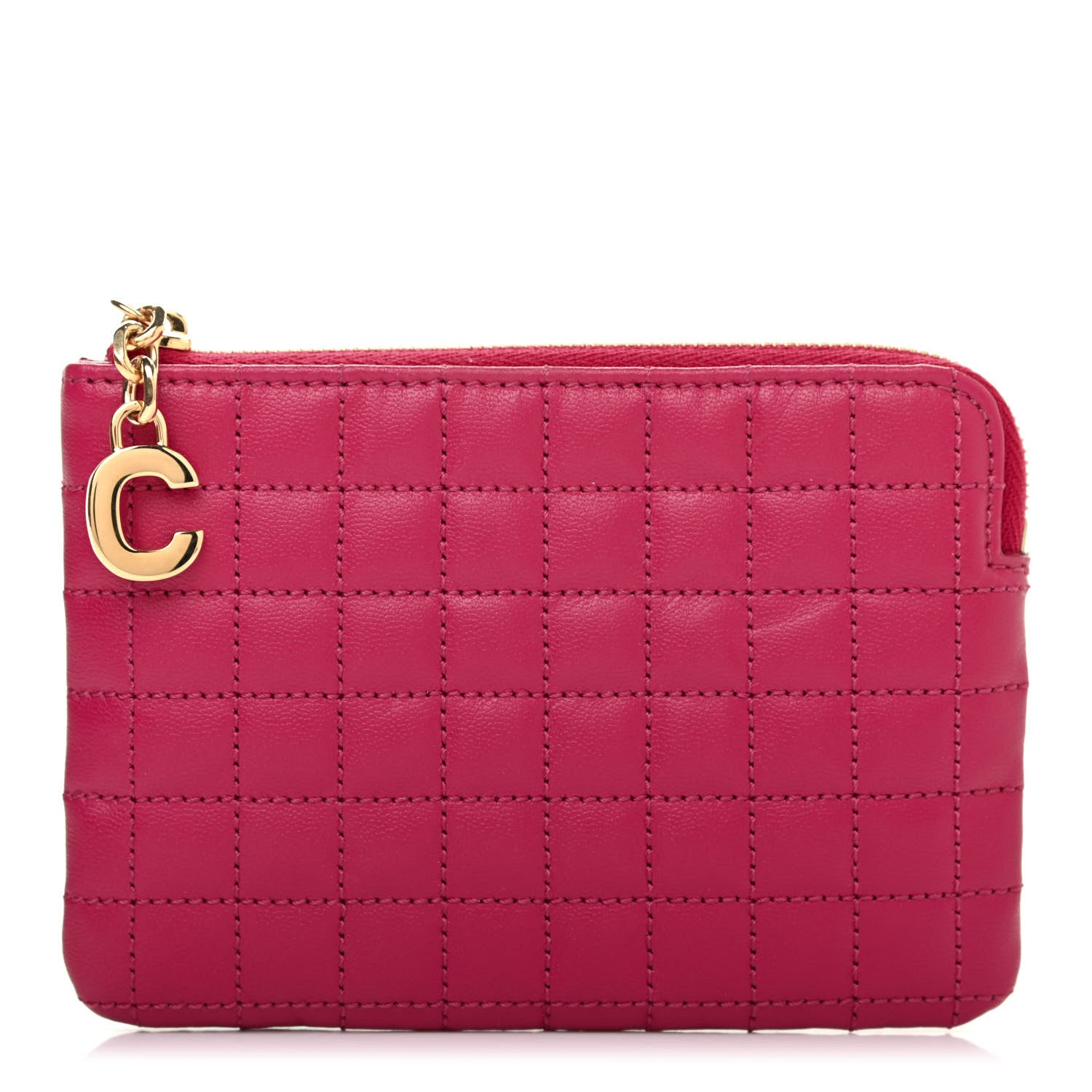 Celine Calfskin Quilted C Charm Coin Card Pouch Pink 1 of 4