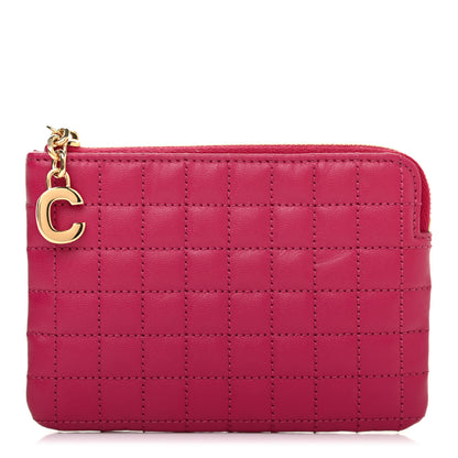 Celine Calfskin Quilted C Charm Coin Card Pouch Pink 1 of 4